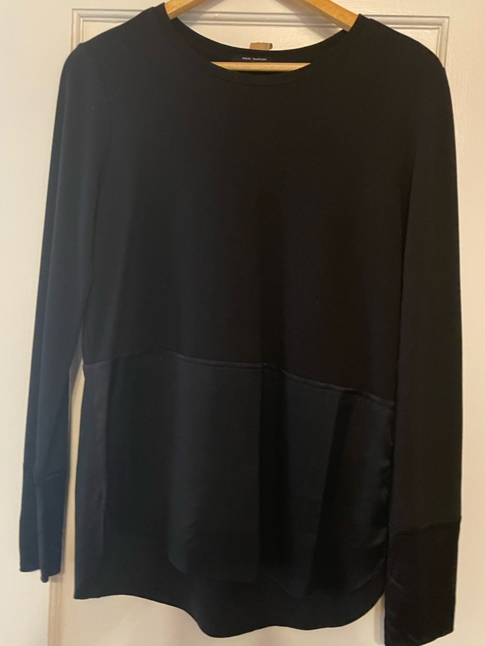 LIKE NEW Pink tartan Black long sleeve top medium